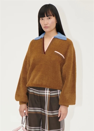 Knit fluffy polo Patridge Brown Stine Goya 